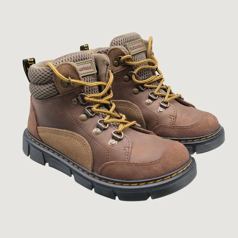 Dr Martens Raffe Panel Boot J Kids Brown Leather Suede Hiking Style Size 3 US